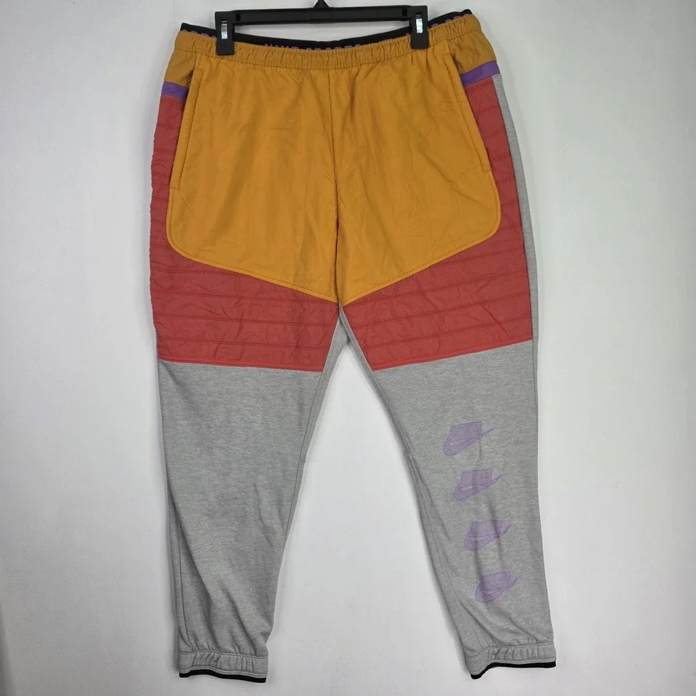 NIke‎ Therma Fleece Training Track Pants Retro Orange & Gray Men's XL BV4523-050